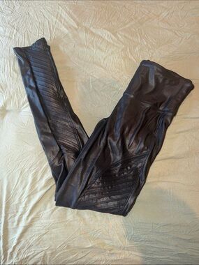SPANX Black Faux-Leather High-Waist Leggings